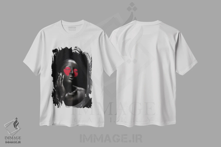 تیشرت سفید طرح دار ملانین ۱، هنر آمریکایی آفریقایی تبار اثر هری ادونزه | فروشگاه ایماژ