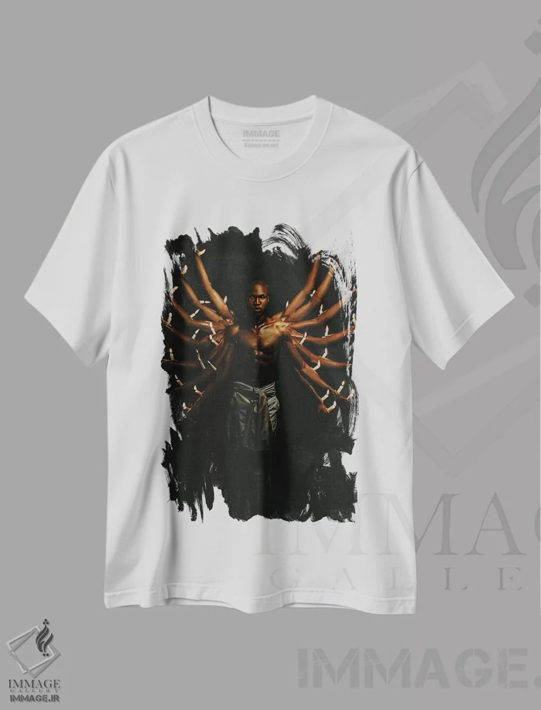 تیشرت سفید طرح دار اوو ایموله، هنر آمریکایی آفریقایی تبار اثر هری ادونزه | فروشگاه ایماژ