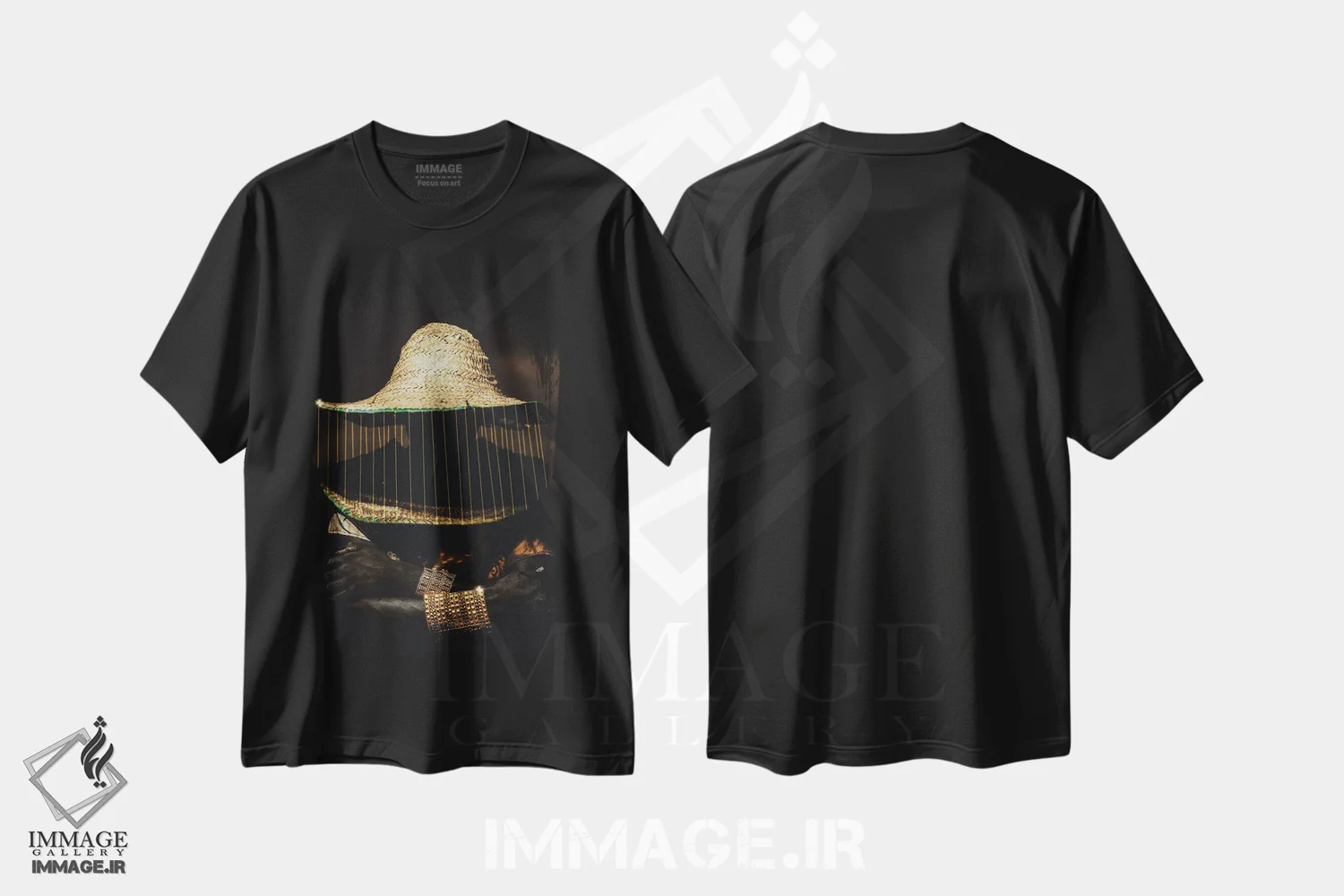 تیشرت مشکی طرح دار اُرو اوبی، هنر آمریکایی آفریقایی تبار اثر هری ادونزه | فروشگاه ایماژ