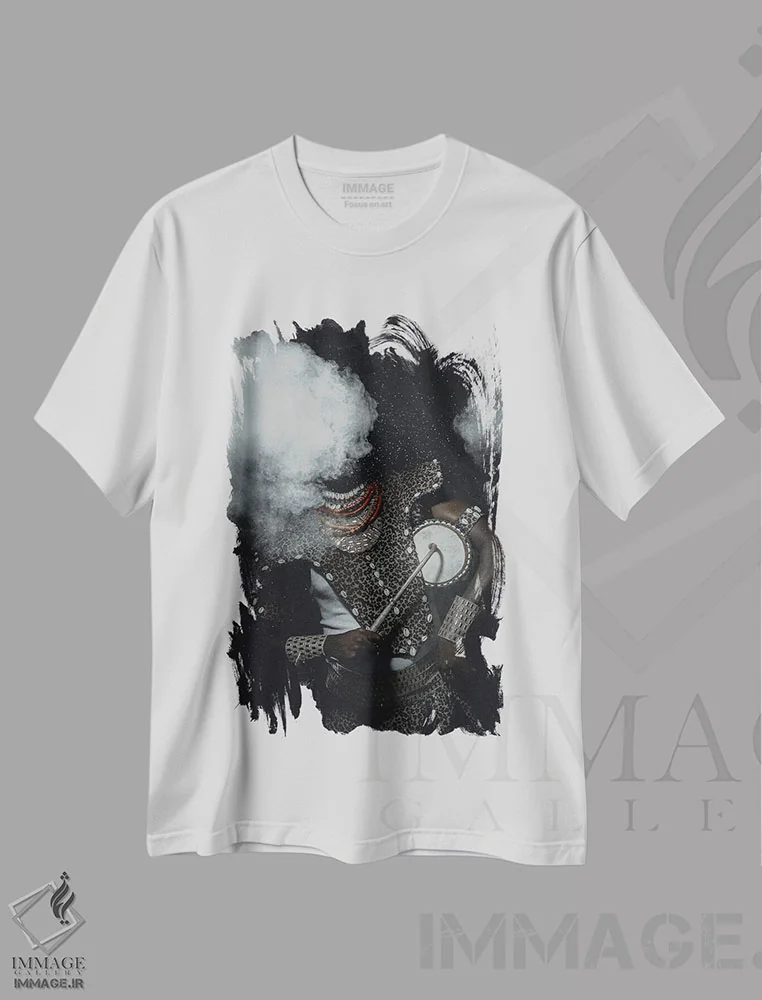 تیشرت سفید طرح دار آورنده باران، هنر آمریکایی آفریقایی تبار اثر هری ادونزه | immage.ir