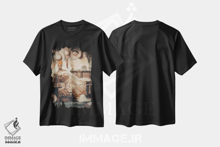 تیشرت مشکی طرح دار ملکه آمنه ۲، هنر آمریکایی آفریقایی تبار اثر هری ادونزه | immage.ir