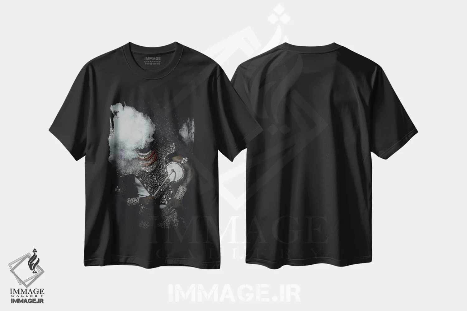 تیشرت مشکی طرح دار آورنده باران، هنر آمریکایی آفریقایی تبار اثر هری ادونزه | فروشگاه ایماژ