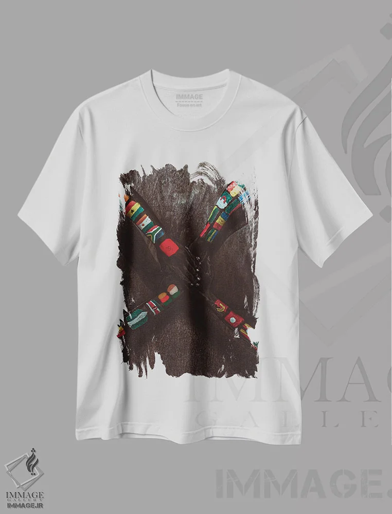 تیشرت سفید طرح دار اوبونتو، هنر آمریکایی آفریقایی تبار اثر هری ادونزه | فروشگاه ایماژ