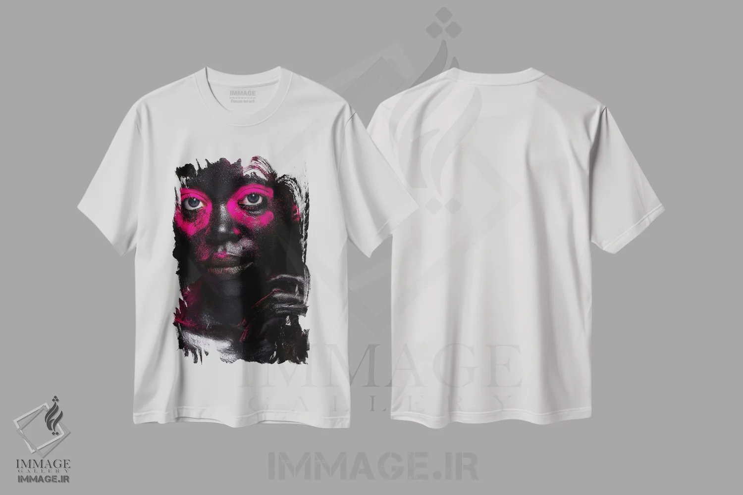تیشرت سفید طرح دار سیاه در رنگ ها، هنر آمریکایی آفریقایی تبار اثر هری ادونزه | فروشگاه ایماژ