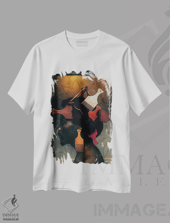 تیشرت سفید طرح دار هنر آفریقایی-تبار، هنر آمریکایی آفریقایی تبار اثر هری ادونزه | فروشگاه ایماژ