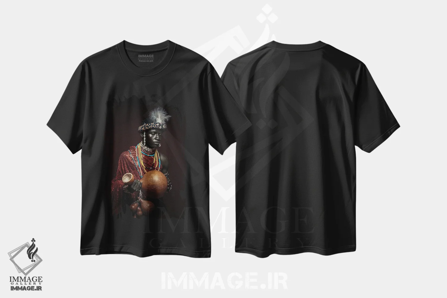 تیشرت مشکی طرح دار هویت آفریقایی، هنر آمریکایی آفریقایی تبار اثر هری ادونزه | immage.ir