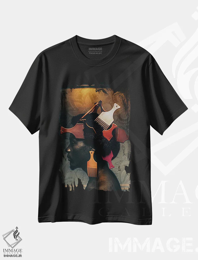 تیشرت مشکی طرح دار هنر آفریقایی-تبار، هنر آمریکایی آفریقایی تبار اثر هری ادونزه | immage.ir