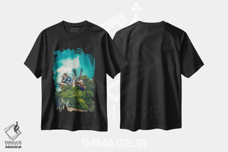 تیشرت مشکی طرح دار آتیلوگـو، هنر آمریکایی آفریقایی تبار اثر هری ادونزه | فروشگاه ایماژ