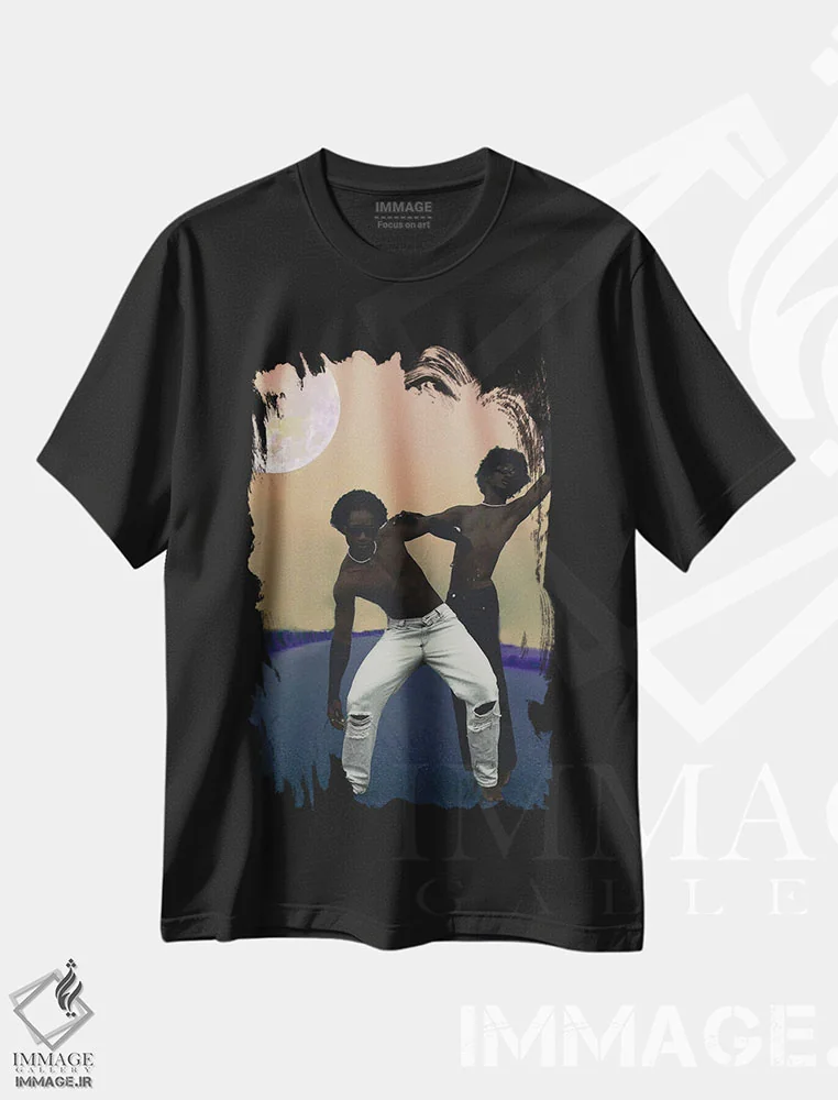 تیشرت مشکی طرح دار برادری، هنر آمریکایی آفریقایی تبار اثر هری ادونزه | فروشگاه ایماژ
