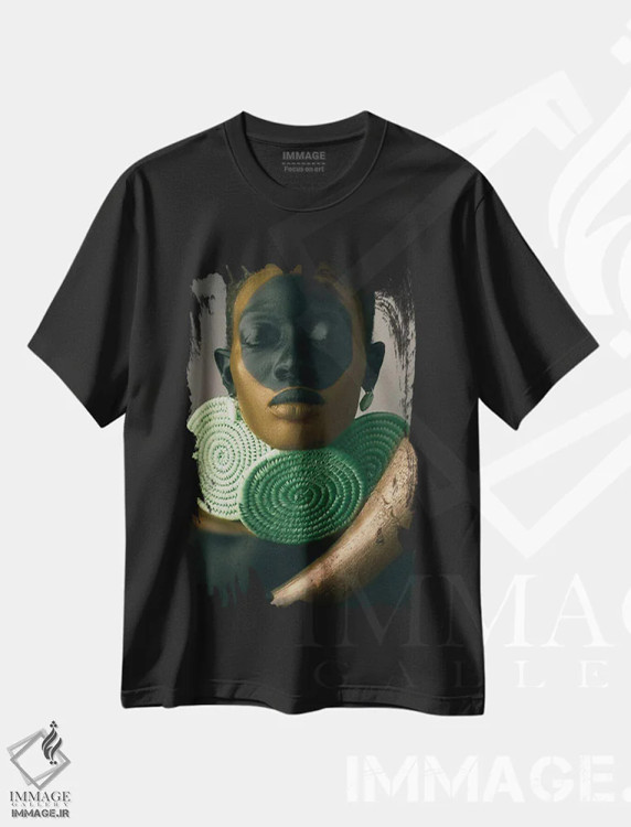 تیشرت مشکی طرح دار نفرتیتی ۲، دکور آفریقایی اثر هری ادونزه | immage.ir