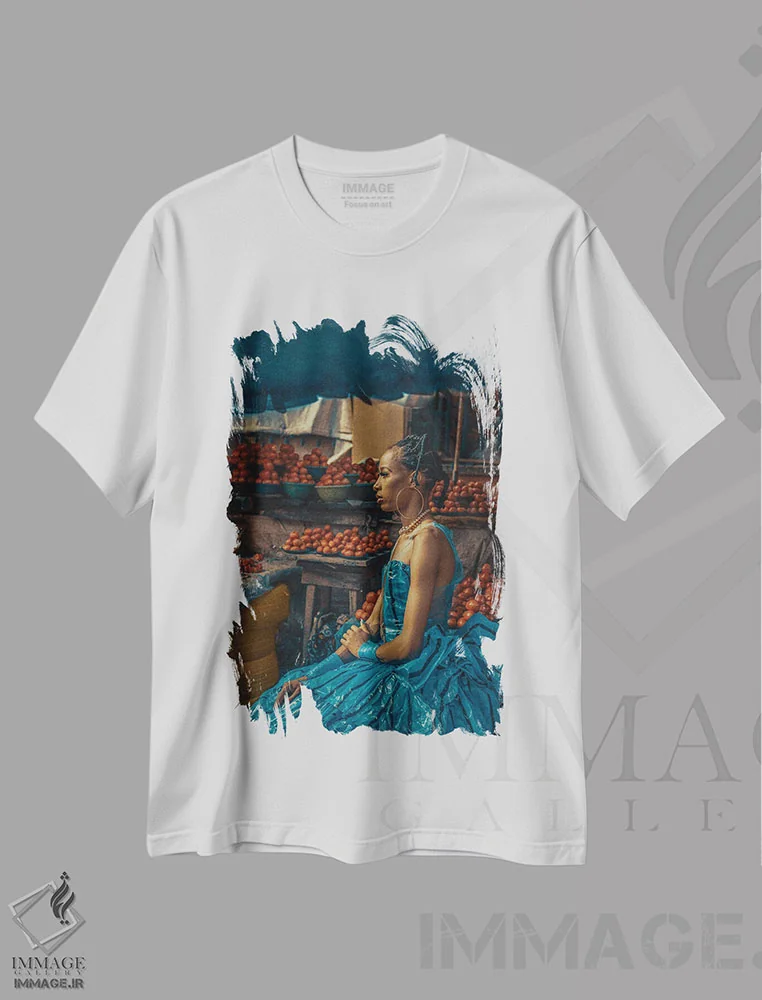 تیشرت سفید طرح دار زن آفریقایی، هنر آمریکایی آفریقایی تبار اثر هری ادونزه | immage.ir