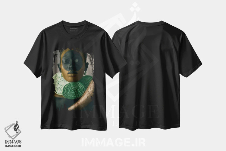 تیشرت مشکی طرح دار نفرتیتی ۲، دکور آفریقایی اثر هری ادونزه | immage.ir