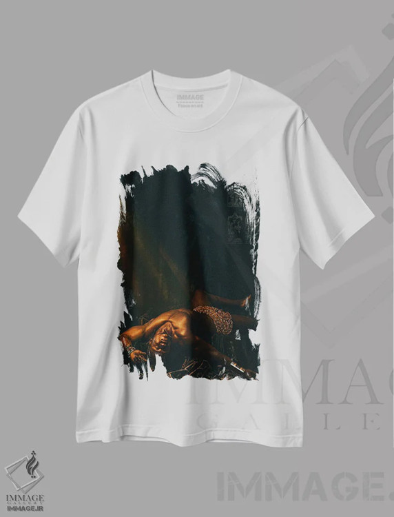 تیشرت سفید طرح دار پژواک های روشنایی، دکور آفریقایی اثر هری ادونزه | فروشگاه ایماژ