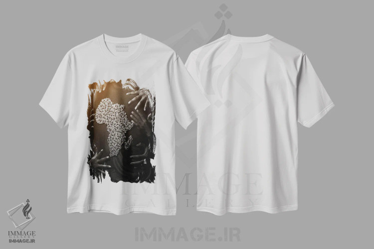 تیشرت سفید طرح دار آفریقای واحد، دکور آفریقایی اثر هری ادونزه | immage.ir