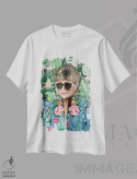 تیشرت سفید طرح دار بلانش با عینک آفتابی، تزئینی اثر هدر پری | فروشگاه ایماژ