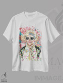 تیشرت سفید طرح دار رز با عینک آفتابی، تزئینی اثر هدر پری | فروشگاه ایماژ