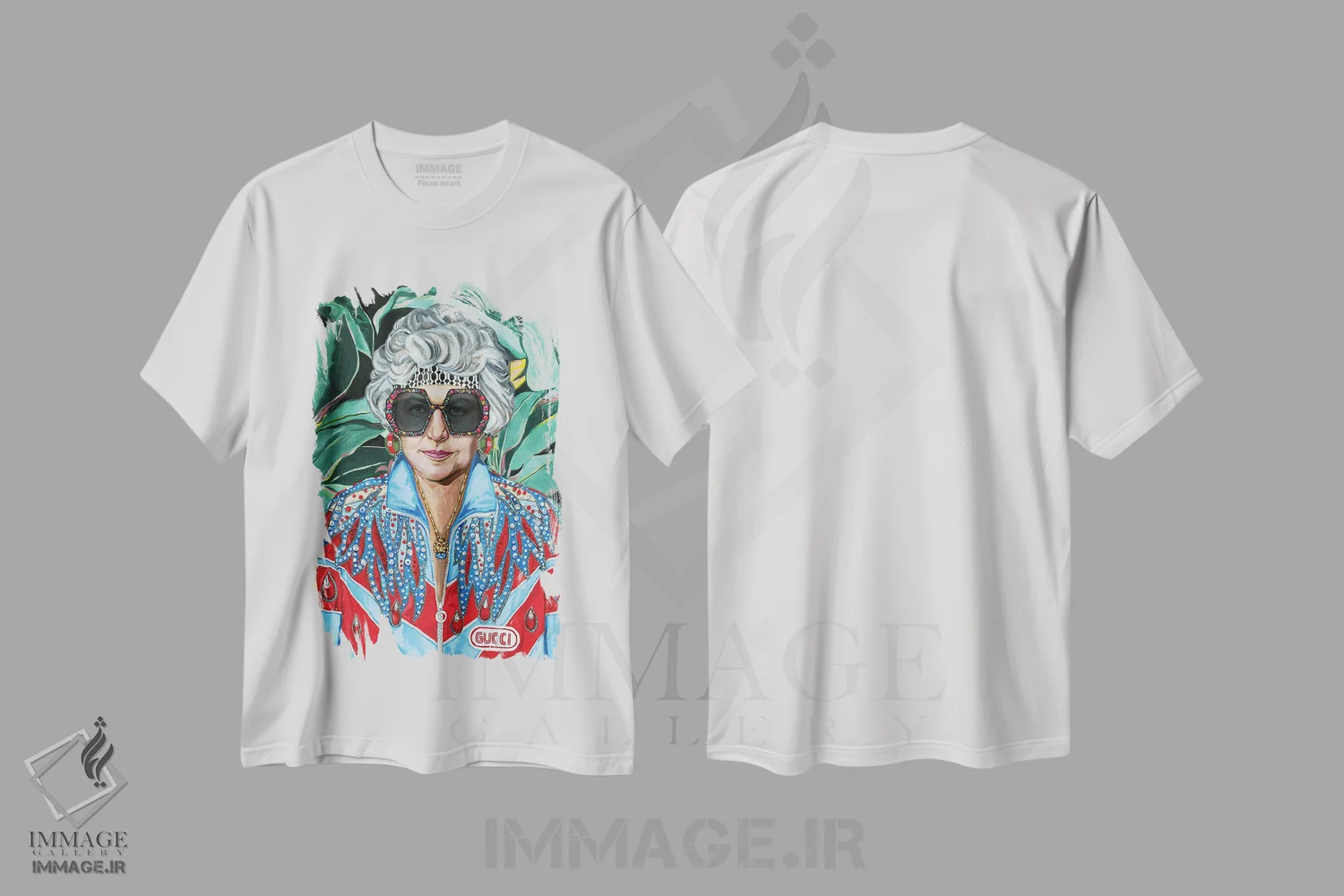 تیشرت سفید طرح دار دوروتی با عینک آفتابی، تزئینی اثر هدر پری | immage.ir