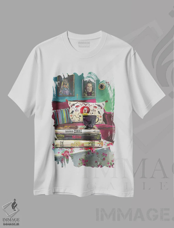 تیشرت سفید طرح دار هیچ چیز همچون خشم زن، تزئینی اثر هدر پری | immage.ir