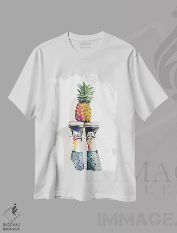 تیشرت سفید طرح دار آناناس، تزئینی اثر هدر پری | فروشگاه ایماژ