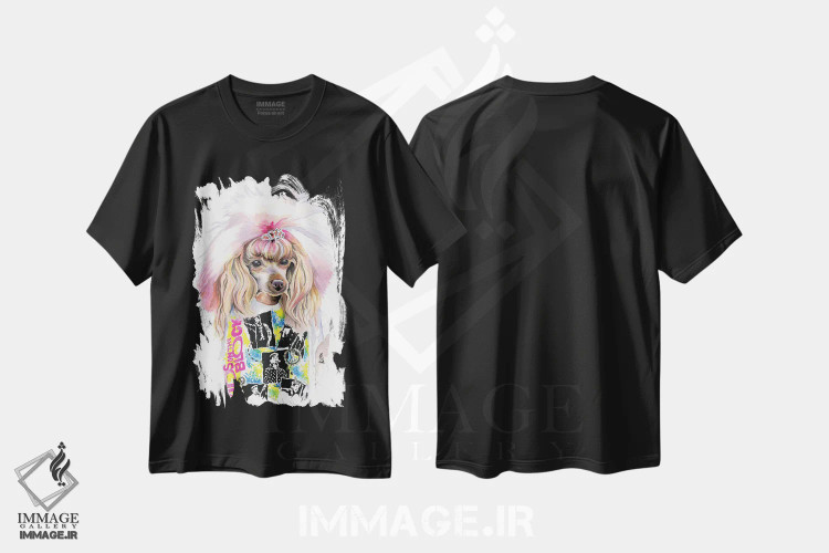 تیشرت مشکی طرح دار توله سگ دختری از دره، تزئینی اثر هدر پری | فروشگاه ایماژ