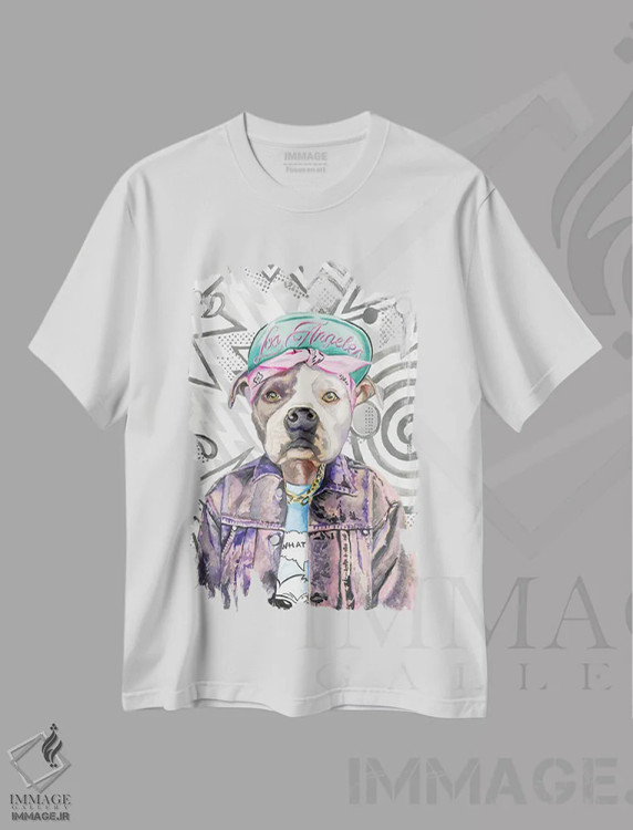 تیشرت سفید طرح دار چه خبر سگه!، تزئینی اثر هدر پری | فروشگاه ایماژ