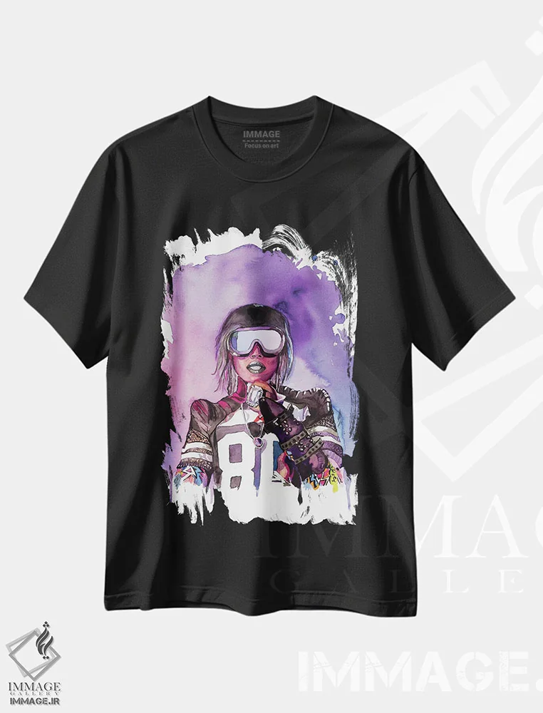 تیشرت مشکی طرح دار چی شد؟!، هنر آمریکایی آفریقایی تبار اثر هدر پری | فروشگاه ایماژ