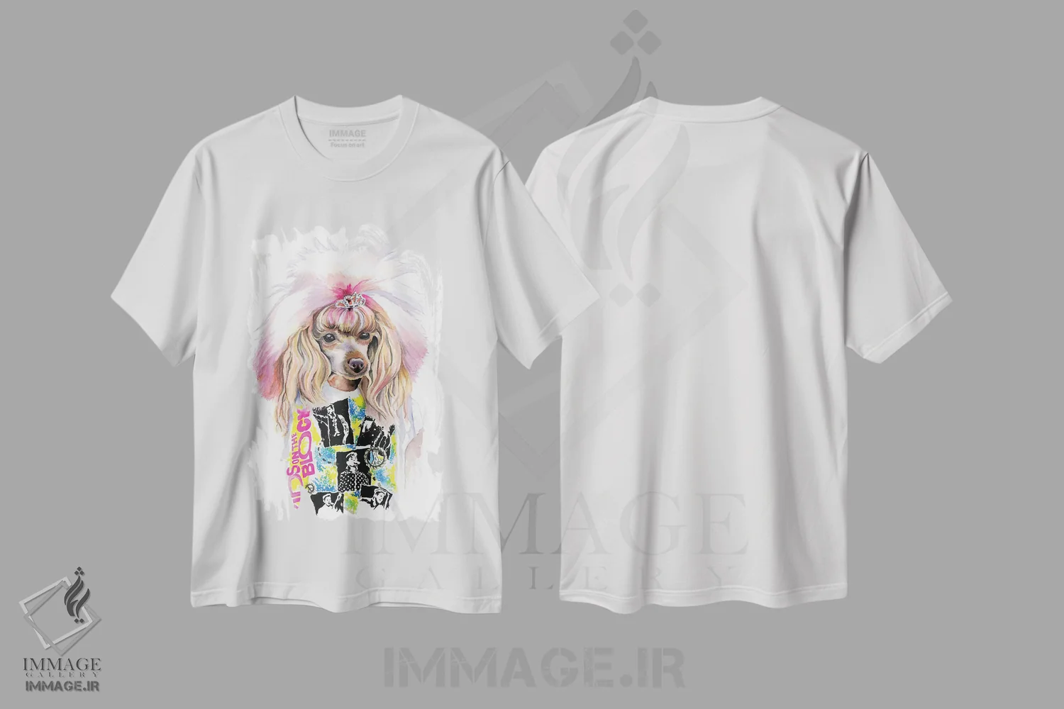 تیشرت سفید طرح دار توله سگ دختری از دره، تزئینی اثر هدر پری | immage.ir