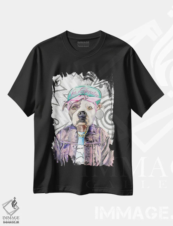 تیشرت مشکی طرح دار چه خبر سگه!، تزئینی اثر هدر پری | immage.ir