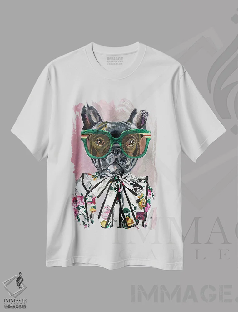 تیشرت سفید طرح دار بولداگ فرانسوی گوچی، تزئینی اثر هدر پری | immage.ir