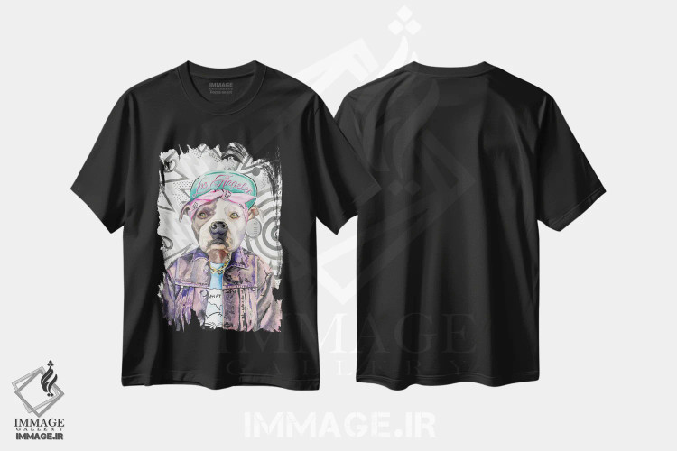 تیشرت مشکی طرح دار چه خبر سگه!، تزئینی اثر هدر پری | immage.ir