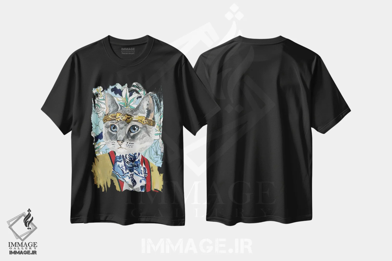 تیشرت مشکی طرح دار گربه گوچی، تزئینی اثر هدر پری | immage.ir