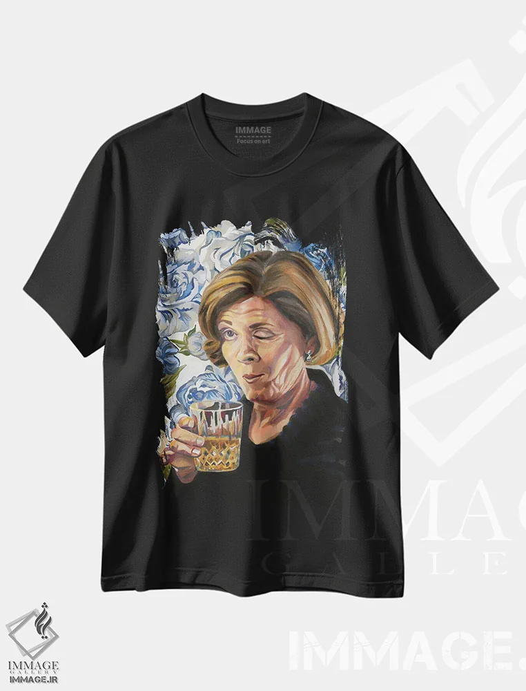 تیشرت مشکی طرح دار لوسیل، تزئینی اثر هدر پری | فروشگاه ایماژ