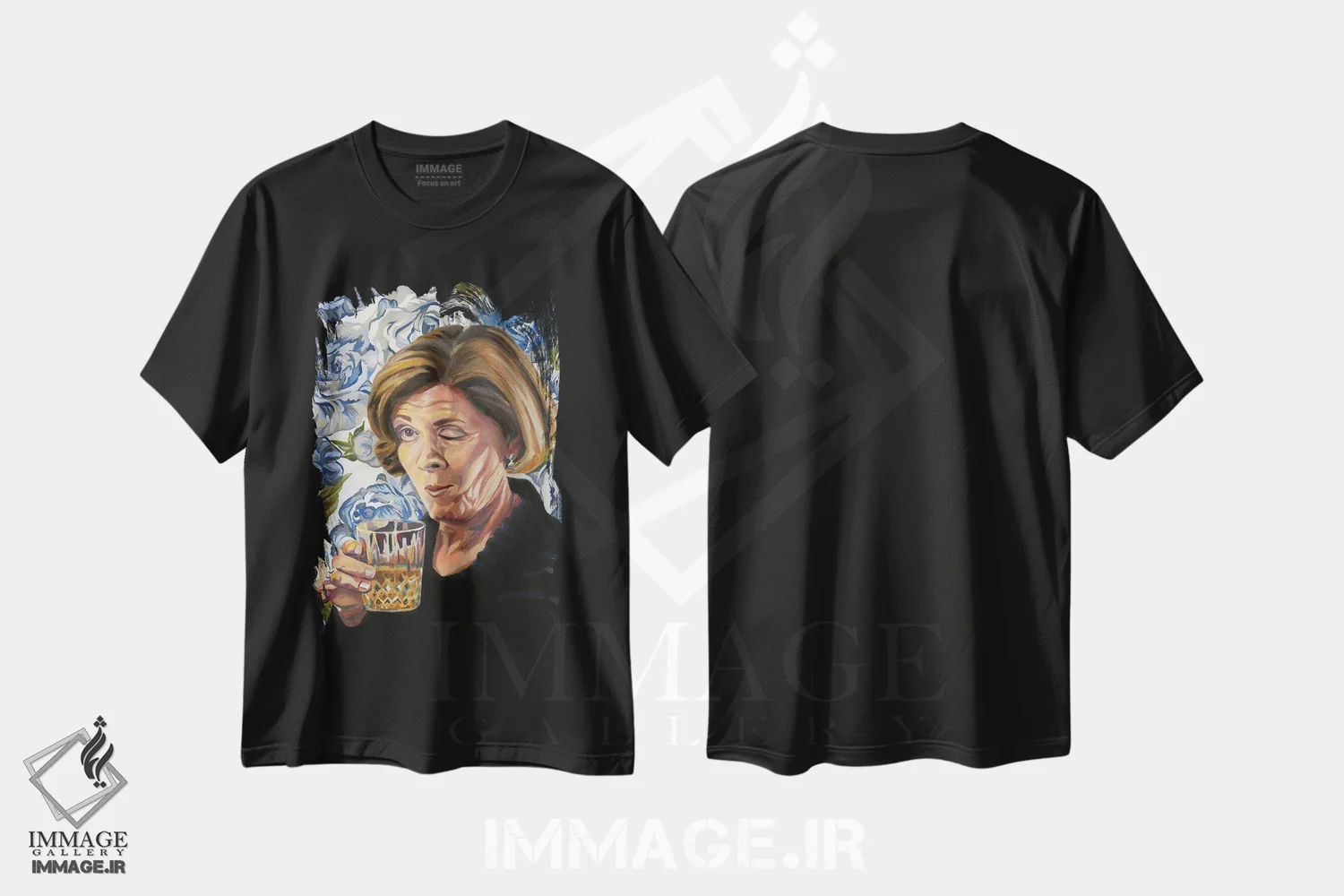 تیشرت مشکی طرح دار لوسیل، تزئینی اثر هدر پری | فروشگاه ایماژ