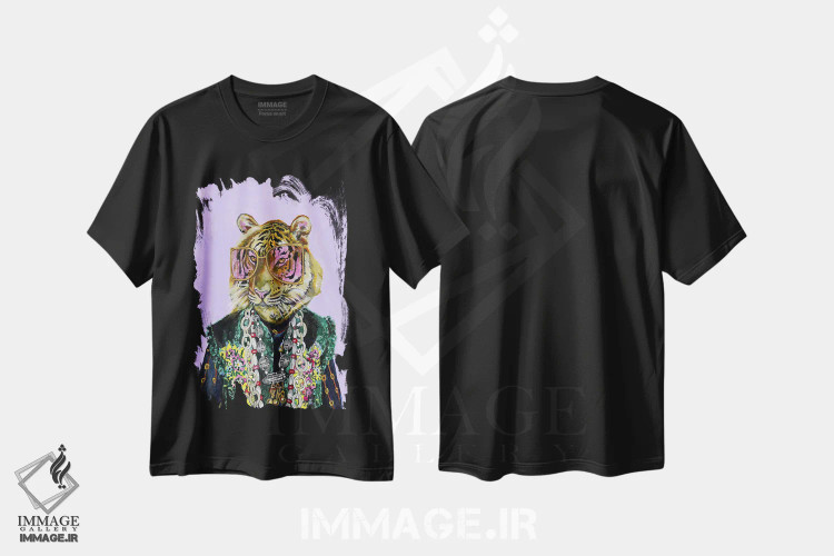 تیشرت مشکی طرح دار ببر بنگال گوچی، تزئینی اثر هدر پری | immage.ir