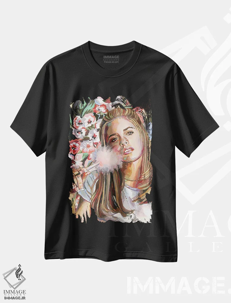 تیشرت مشکی طرح دار شر، تزئینی اثر هدر پری | immage.ir