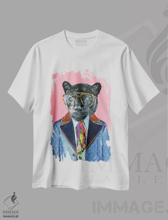 تیشرت سفید طرح دار پلنگ گوچی، تزئینی اثر هدر پری | فروشگاه ایماژ