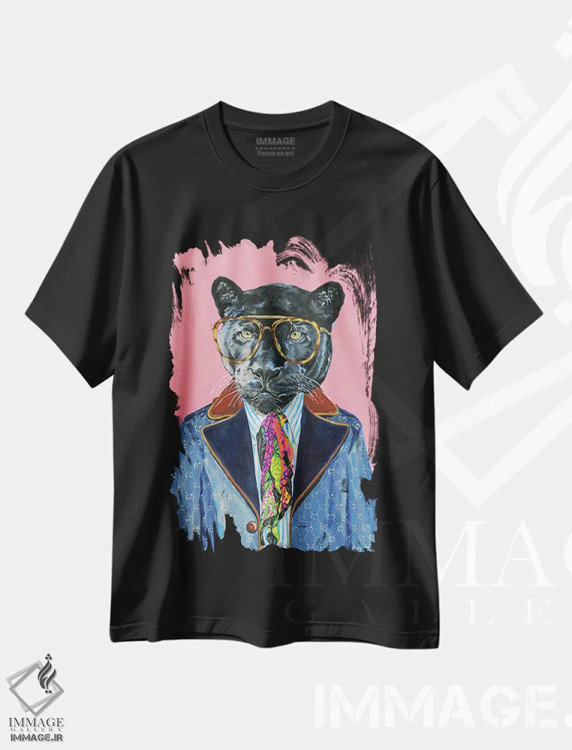 تیشرت مشکی طرح دار پلنگ گوچی، تزئینی اثر هدر پری | immage.ir