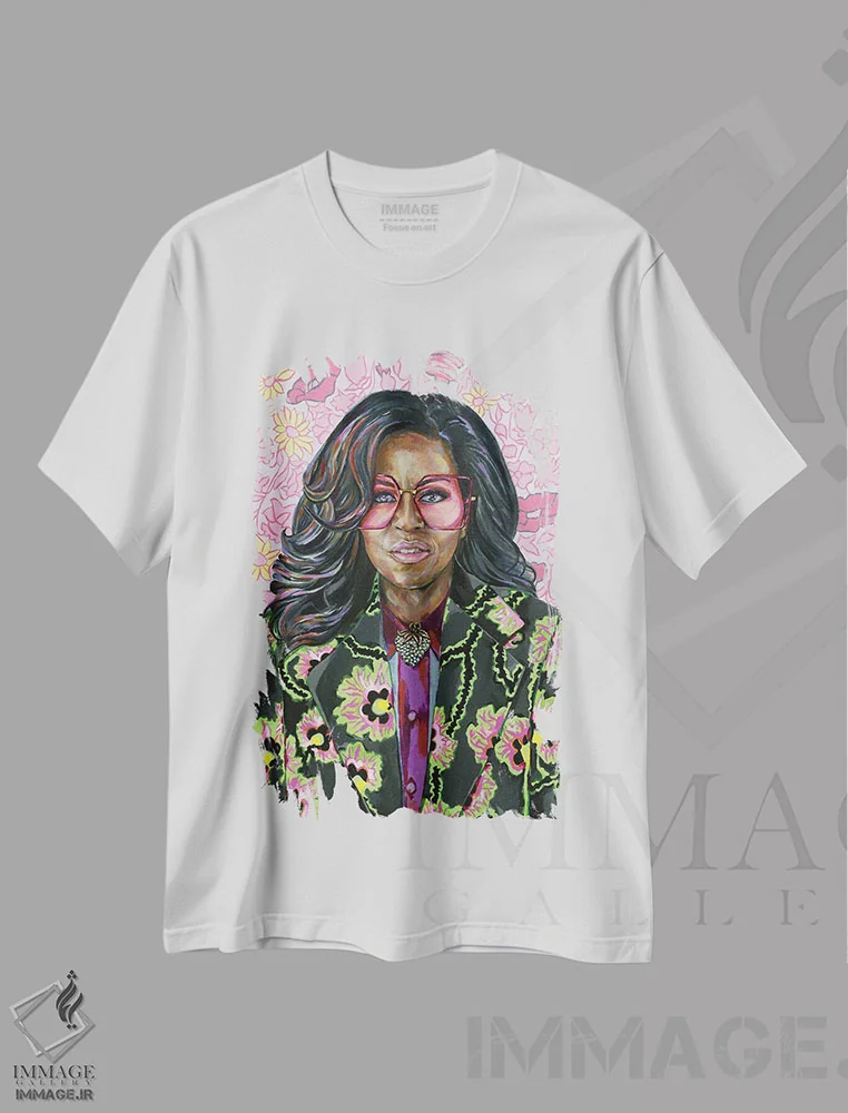 تیشرت سفید طرح دار میشل، دکور معاصر اثر هدر پری | فروشگاه ایماژ