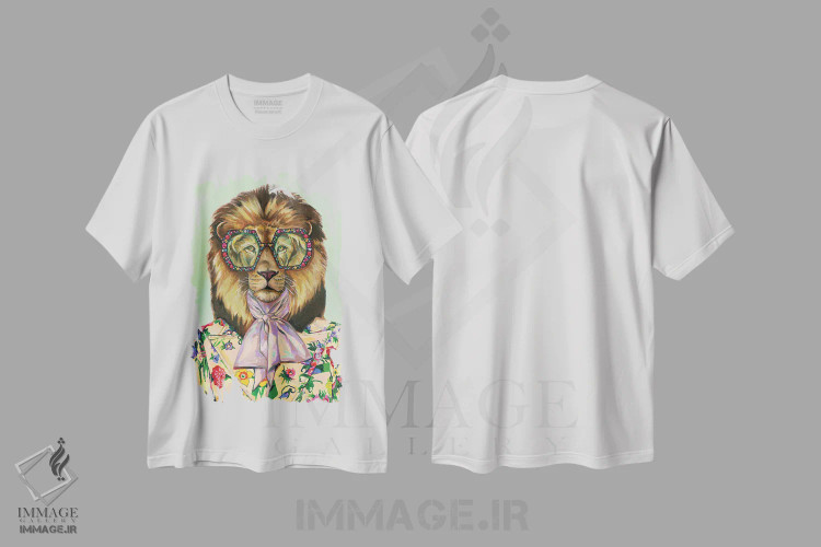 تیشرت سفید طرح دار شیر گوچی، دکور معاصر اثر هدر پری | فروشگاه ایماژ