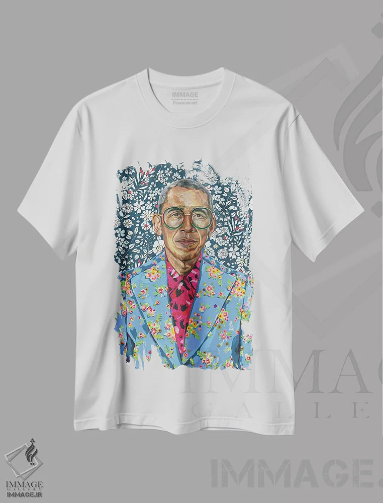 تیشرت سفید طرح دار باراک، دکور معاصر اثر هدر پری | immage.ir