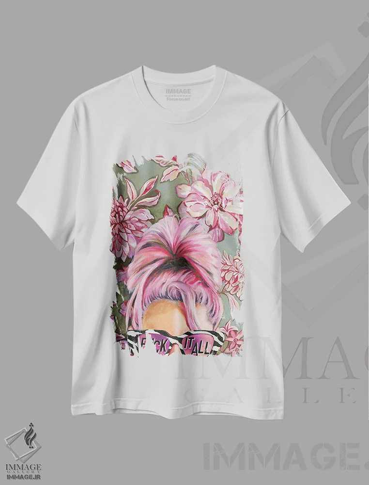 تیشرت سفید طرح دار بی خیال همه چیز!، هنر فاخر معاصر اثر هدر پری | فروشگاه ایماژ