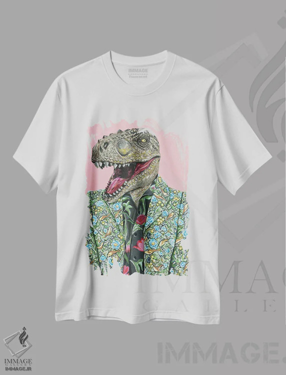 تیشرت سفید طرح دار تی رکس گوچی، هنر فاخر معاصر اثر هدر پری | immage.ir