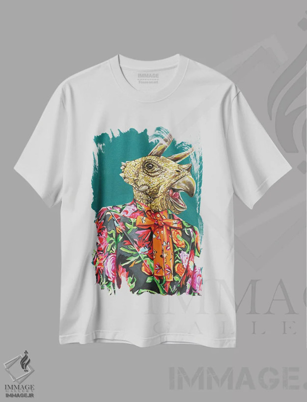 تیشرت سفید طرح دار تریسراتوپس گوچی، هنر فاخر معاصر اثر هدر پری | فروشگاه ایماژ