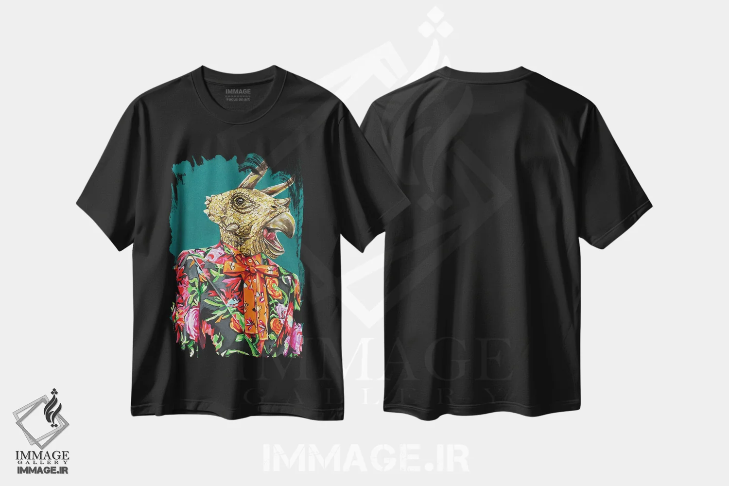 تیشرت مشکی طرح دار تریسراتوپس گوچی، هنر فاخر معاصر اثر هدر پری | immage.ir