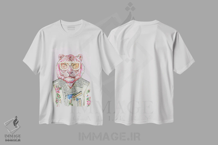 تیشرت سفید طرح دار ببر صورتی گوچی، تزئینی اثر هدر پری | فروشگاه ایماژ