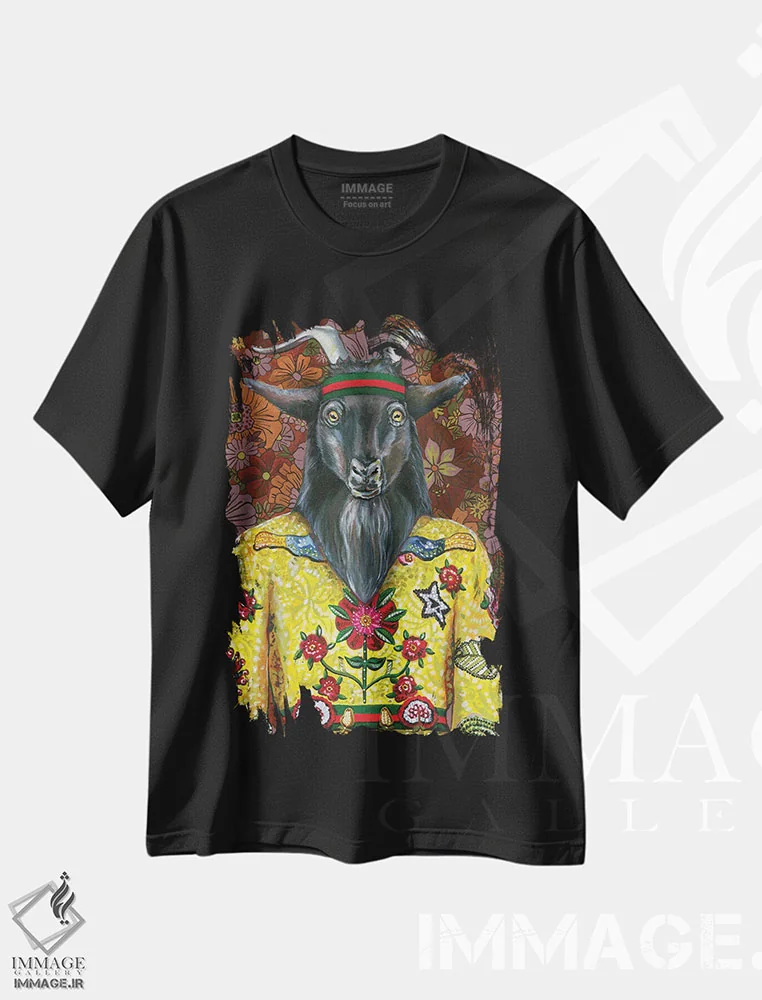 تیشرت مشکی طرح دار بافومت گوچی، تزئینی اثر هدر پری | فروشگاه ایماژ