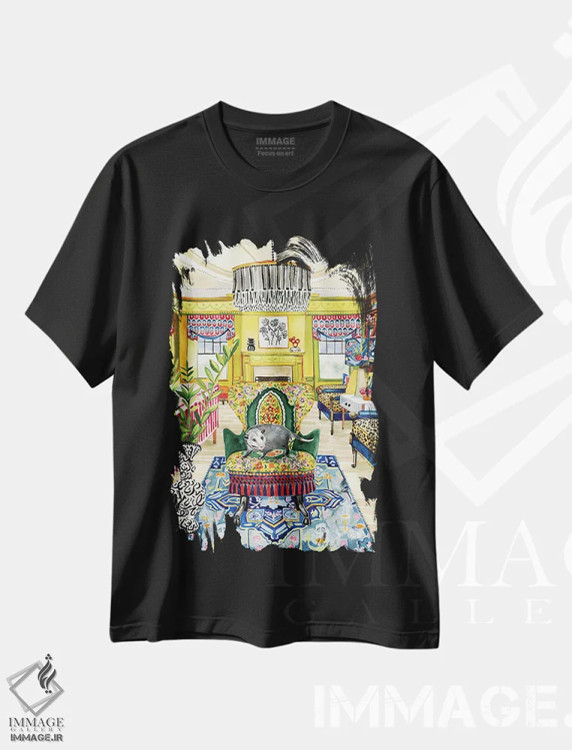 تیشرت مشکی طرح دار سرزمین اوپوسوم ها، تزئینی اثر هدر پری | فروشگاه ایماژ