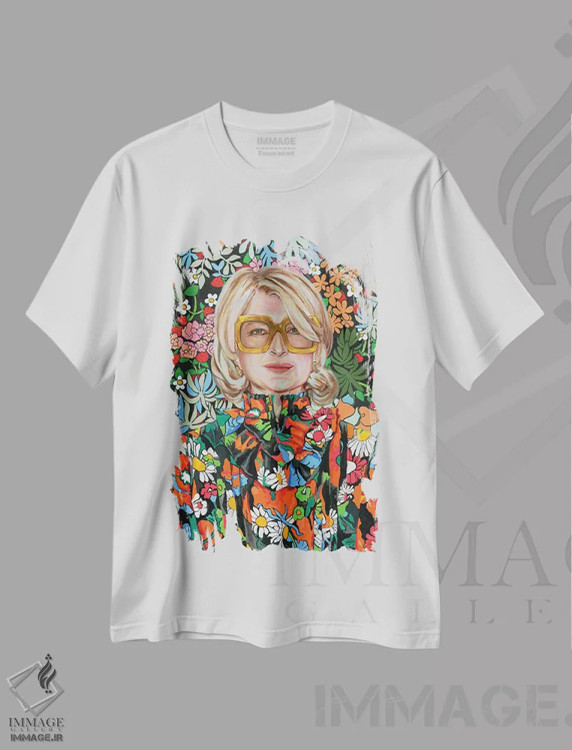 تیشرت سفید طرح دار مارتا، تزئینی اثر هدر پری | فروشگاه ایماژ