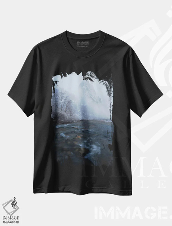 تیشرت مشکی طرح دار تخت بزرگ، مدیوم اثر هانتر پیج | فروشگاه ایماژ
