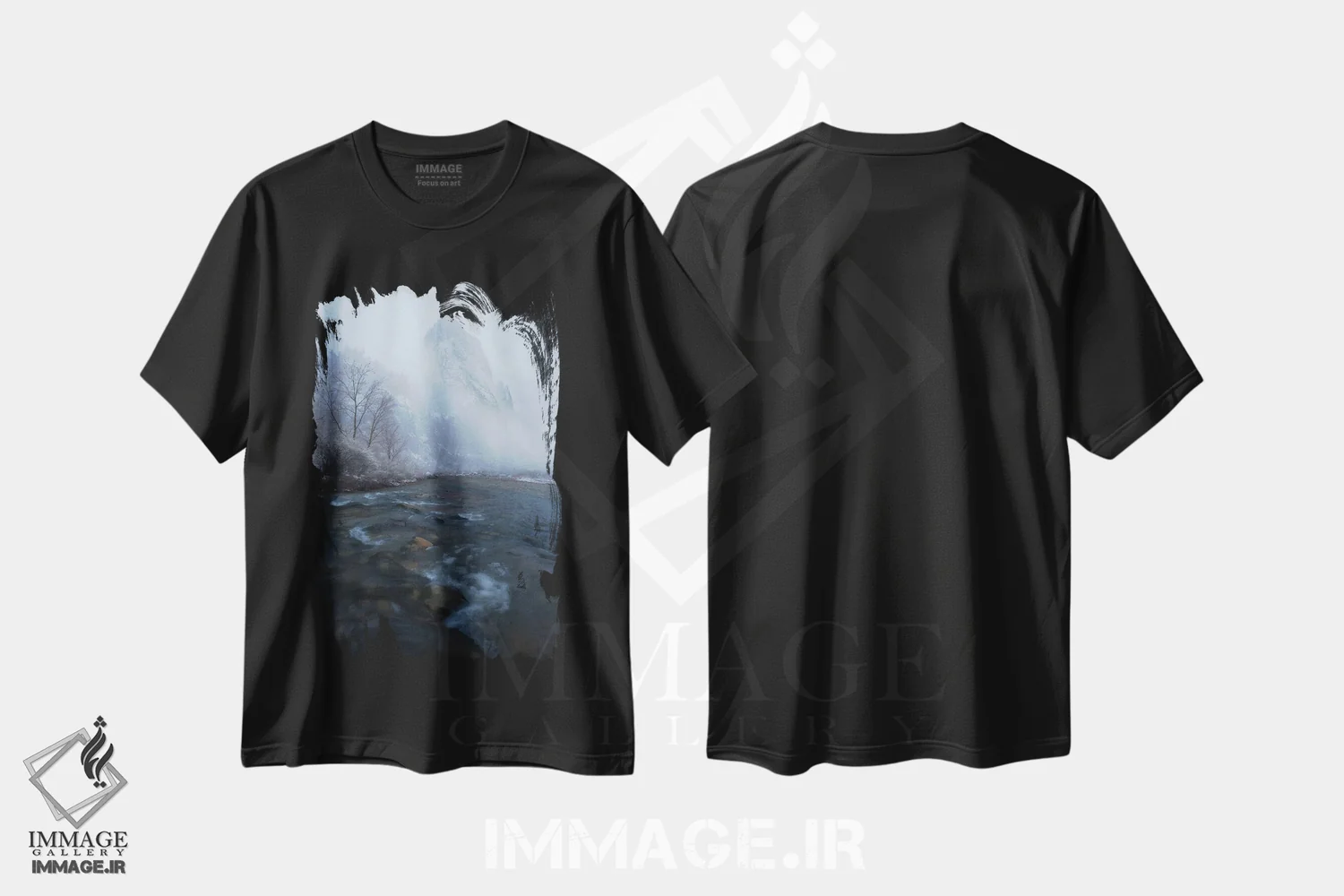 تیشرت مشکی طرح دار تخت بزرگ، مدیوم اثر هانتر پیج | فروشگاه ایماژ